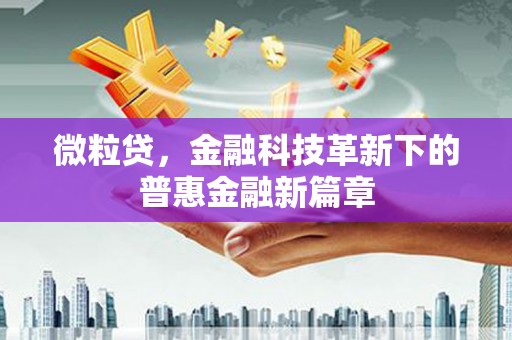 东乡族微粒贷，金融科技革新下的普惠金融新篇章