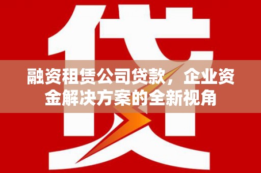 单县融资租赁公司贷款，企业资金解决方案的全新视角