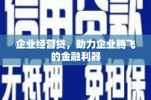 定陶企业经营贷，助力企业腾飞的金融利器