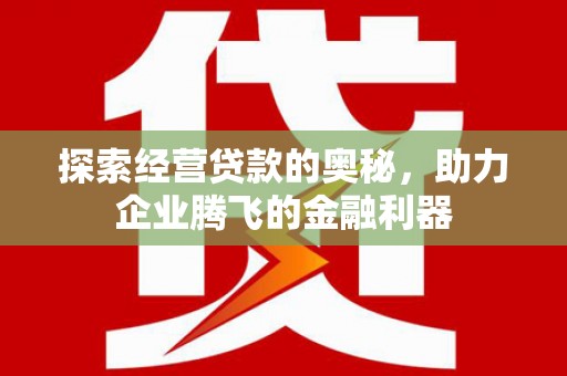 城关探索经营贷款的奥秘，助力企业腾飞的金融利器