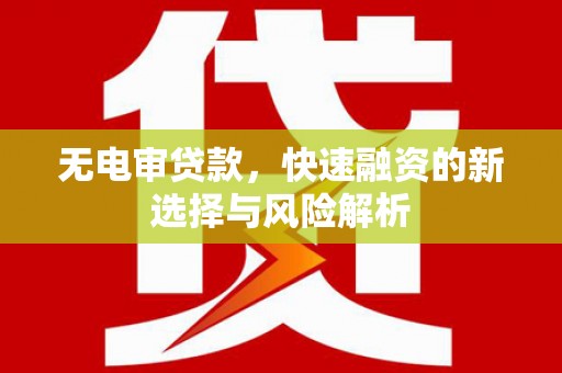 镇平无电审贷款，快速融资的新选择与风险解析