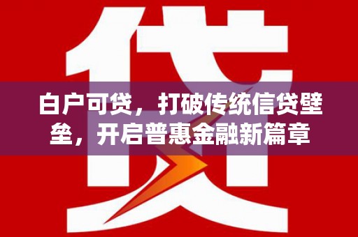 芳苑白户可贷，打破传统信贷壁垒，开启普惠金融新篇章