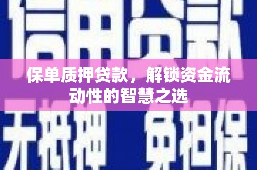 沙湾保单质押贷款，解锁资金流动性的智慧之选